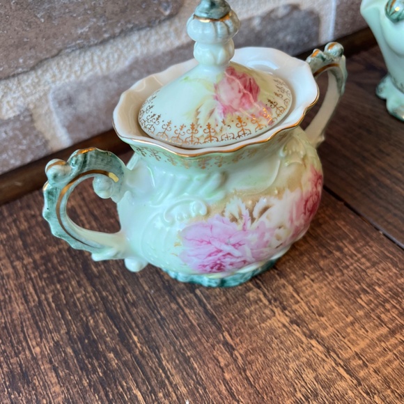 Nippon tea set vintage tea set Handpainted tea set Japan Nippon set pink green - Picture 6 of 16